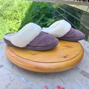 Joy Slipper Women Size 7 Aubergine Purple Sheepskin Fur Lined Scuff Nuknuuk